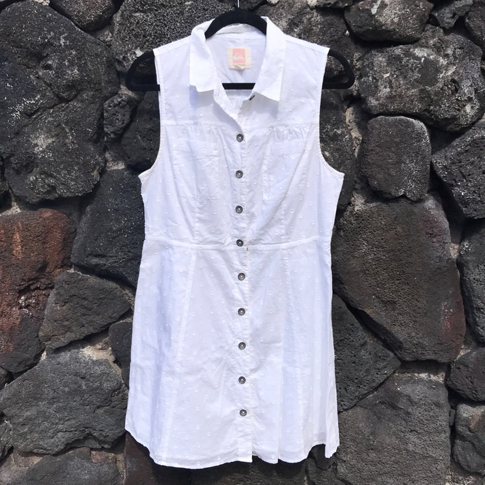 Quicksilver Women’s White Button Down Dress Size L
